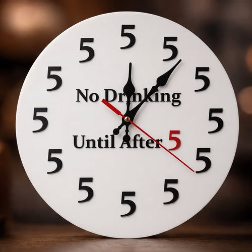 FunnyHour – "No Drinking Until After 5" Wall Clock