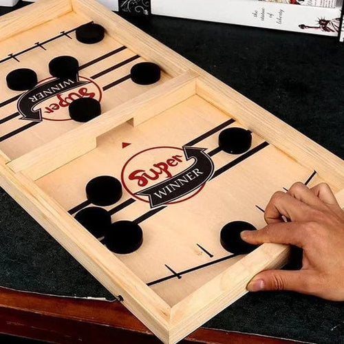 Precision Puck Battle: Wooden Ice Hockey Game