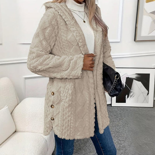 AutumnGlow – Jacquard Hooded Cardigan for Women