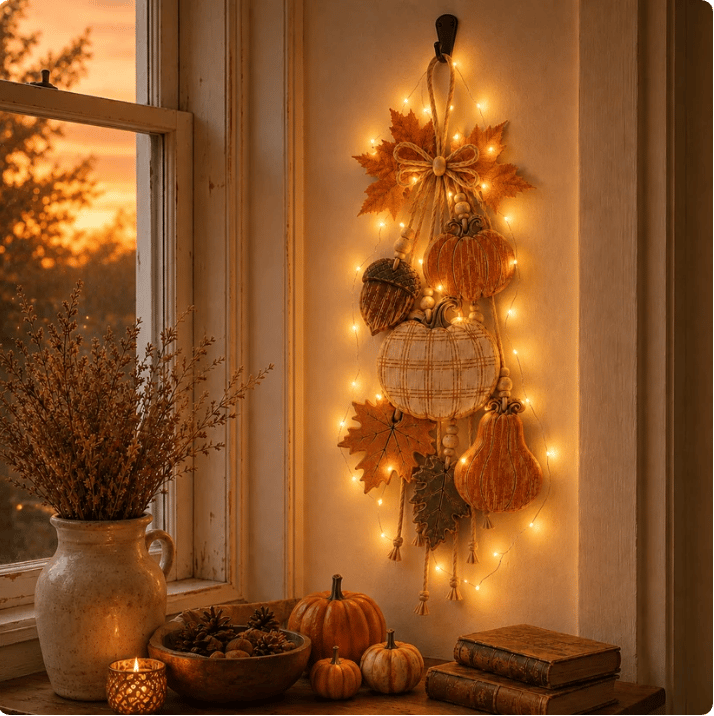 HarvestCharm – Rustic Autumn Wooden Door Hanger