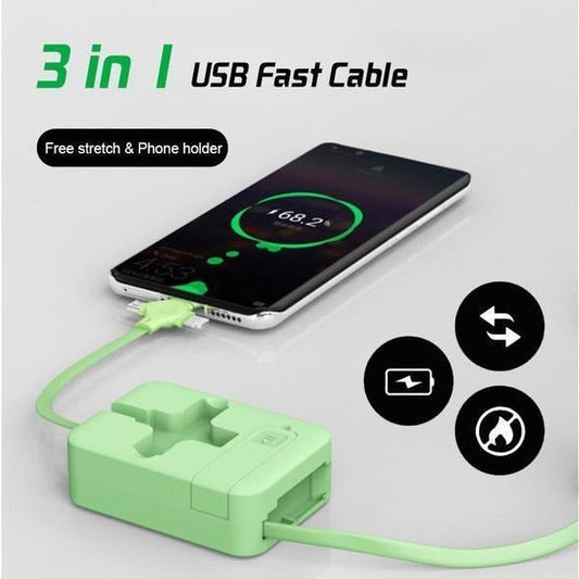 3 in 1 USB Fast Cable Phone Stand