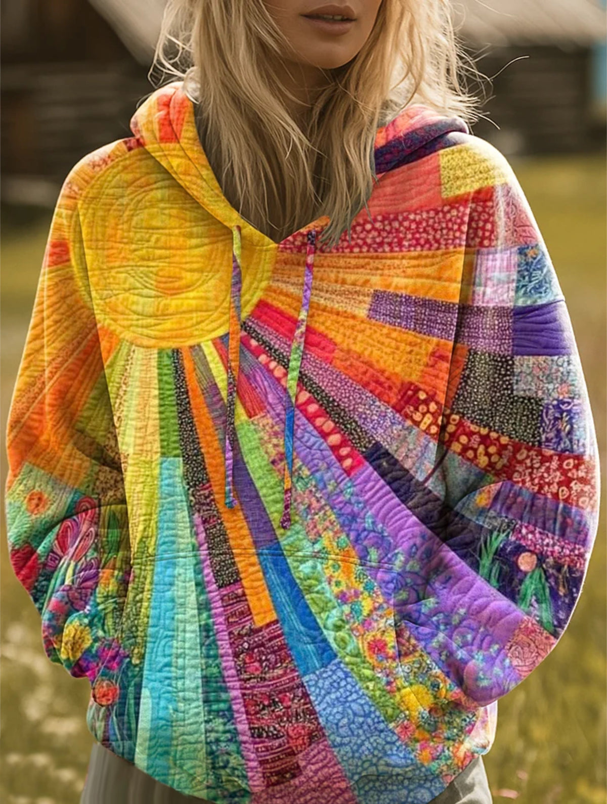 AuroraPatch – Sun Inspired Casual Hoodie