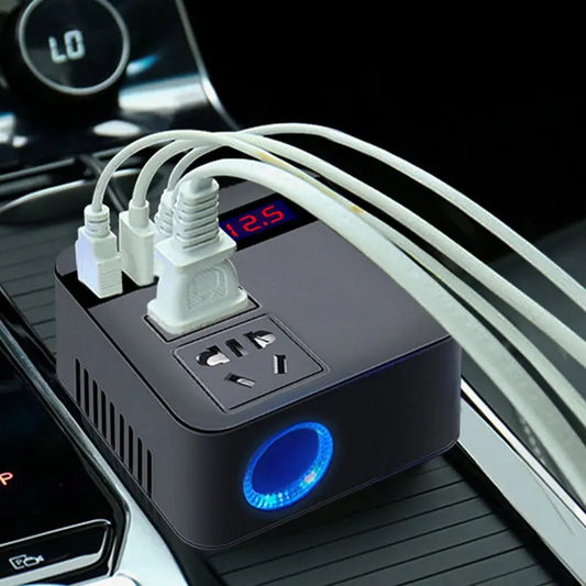 QuickCharge - 150W Car Power Inverter LED Display Fast Charger