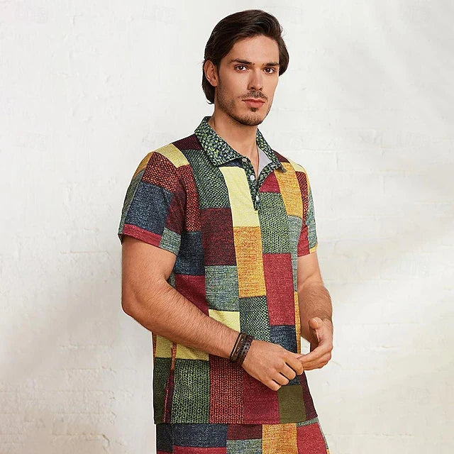 PlaidFlex – Vintage Waffle Polo Shirt