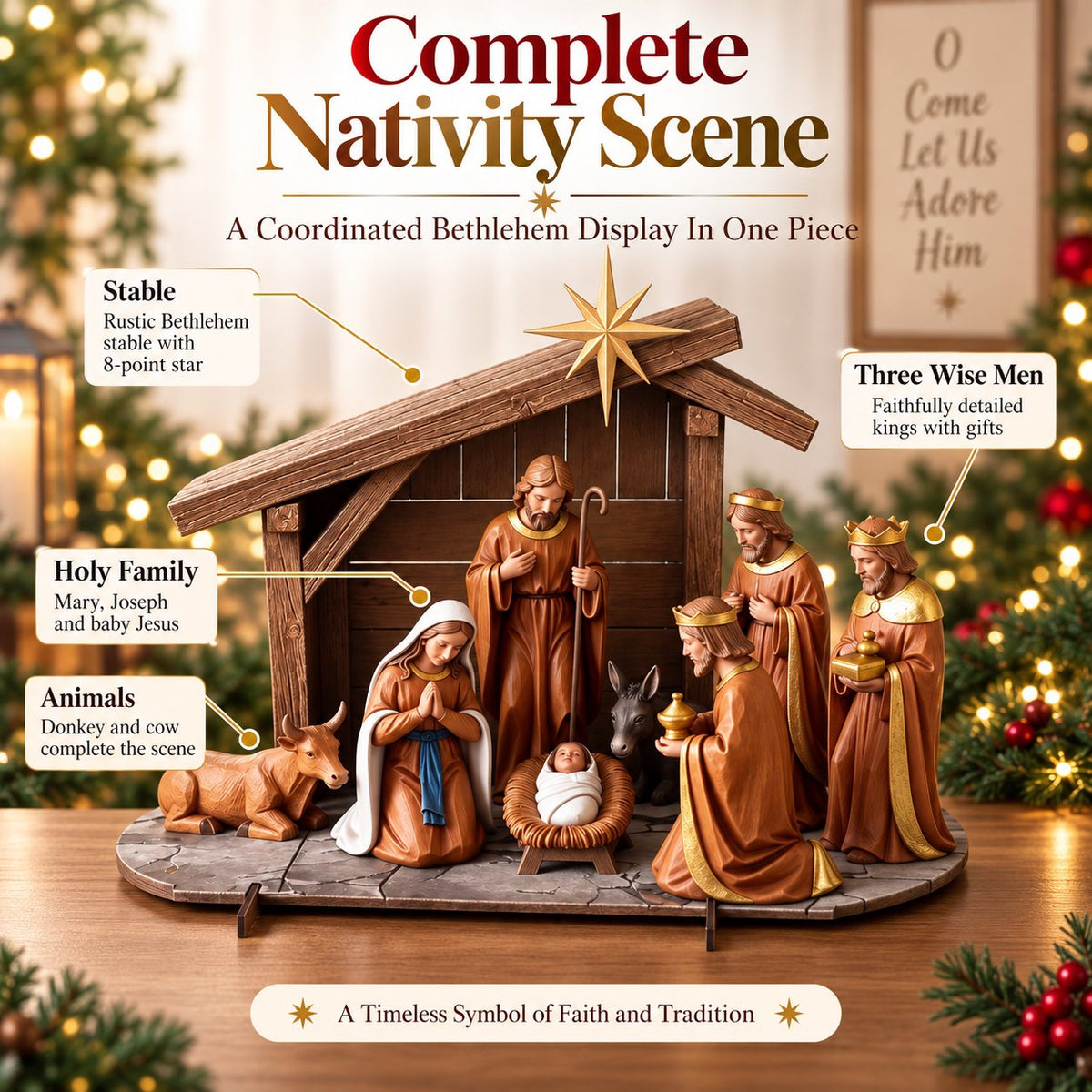 HolyNight – Christmas Nativity Scene Tabletop Decor