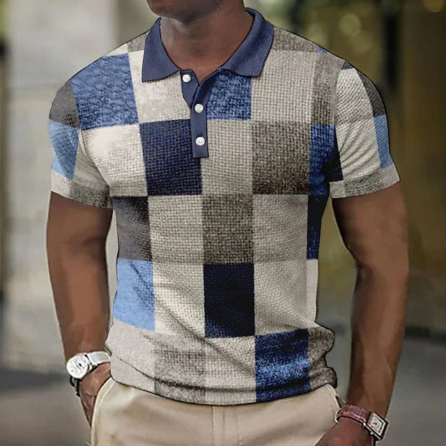 PlaidFlex – Vintage Waffle Polo Shirt